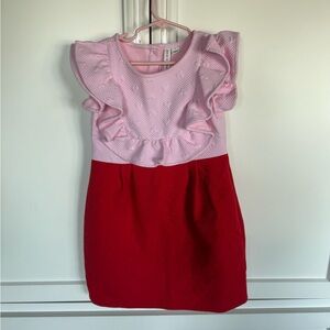 Janie and Jack Pink Ruffle Top Red Skirt Dress